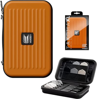 Target Darts Takoma XL Dartkoffer Oranje - Darts Wallet voor 6 Darts - EVA Materiaal met Fluwelen Voering - Opbergvakken voor Accessoires - Compacte Dartcase 19x13x5cm