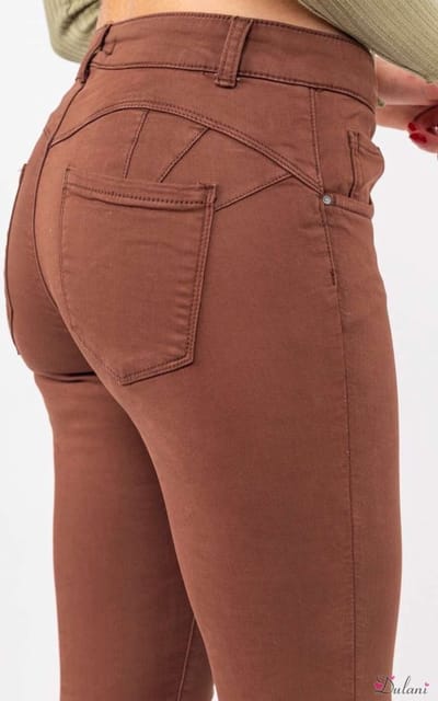 Broek Toxik3 medium hoge taille push-up bruin