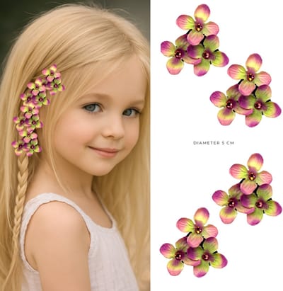 4 x Kleine Tai Dai Haar Bloemen Clicks diameter 5 cm - Valentijn - cadeautje - haarclip - haarschuifje - gala en bruiloft - haarmode - bloemetjes - moederdag - verjaardag - huwelijk - haarspeld - kinderen