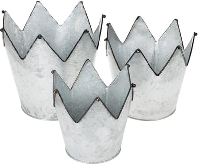 Bloempotkroon van metaal, decoratief zink, Ø21,5/19,5/17 cm, set van 3