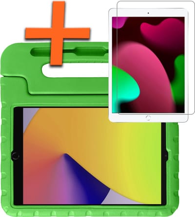 Hoesje - Geschikt voor Apple iPad 7 (2019) - 10.2 inch - 7e Generatie - Met Screenprotector - Kinderhoes Shockproof Bumper - Kidsproof Case - Tablet Hoes - Kinder Hoes Cover - Groen