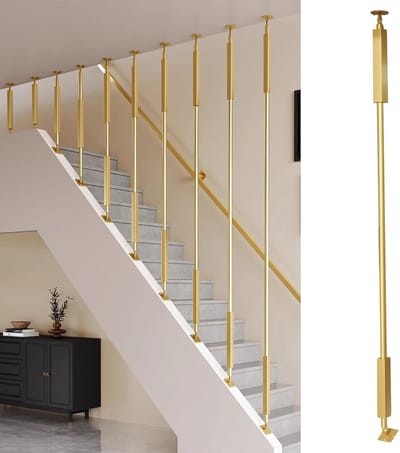 Metalen Trapbaluster - Hellingtrap Paal - Veiligheid Verhogend - 270 Graden Basis - Aanpasbare Hoogte - Goud