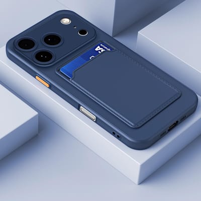 Luxe Zacht Siliconen Kaarthouder Portemonnee Telefoonhoesje voor iPhone 17 16 15 14 Plus 13 12 11 Pro Max Schokbestendig Kaartsleuf Achterkant Cover iPhone17 Pro gray