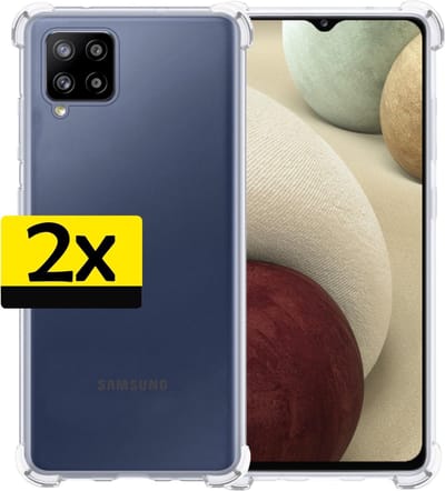 Hoesje - 2 Stuks - Geschikt voor Samsung Galaxy A12 - Sterk & Shockproof - Siliconen Case - Back Cover - Telefoon Hoes Shock Proof - Telefoonhoesjes - Transparant