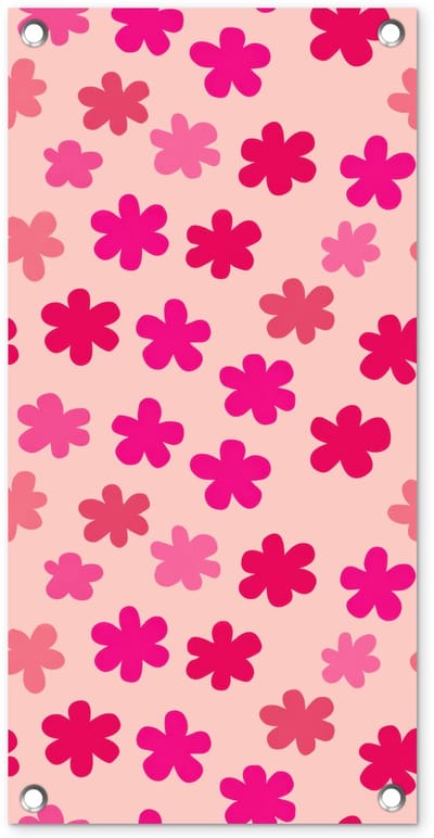Tuinposter 30x60 cm - Tuindecoratie Bloemen - Patroon - Roze - Poster voor in de tuin - Buiten decoratie - Schutting tuinschilderij - Tuindoek muurdecoratie - Wanddecoratie balkondoek