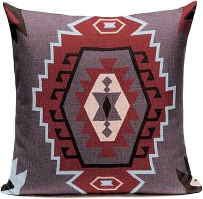 Kelim Kussenhoes Cancun - 45x45 cm. - kussenhoezen - met rits - paars - rood - naturel achterzijde