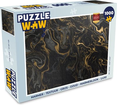 Puzzel Marmer - Textuur - Grijs - Goud - Marmerlook - Luxe - Legpuzzel - Puzzel 1000 stukjes volwassenen