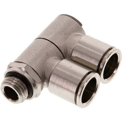 12mm x G1/4'' 2-way Manifold Messing Insteekfitting Buitendraad Draaibaar NBR