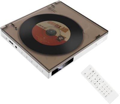 Draagbare Bluetooth-cd-speler met afstandsbediening, ondersteuning voor U-schijf/USB/FM-radio/repeater/plug-in oortelefoon voor thuis, autoreizen,Silver gray
