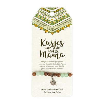 Geluksarmband met Jade | Groen | Kusjes voor de leukste mama