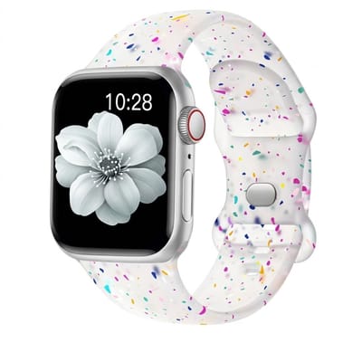 Cute Floral Engraved Two-Tone Horlogeband – Melk Thee – Geschikt voor Apple Watch 38mm / 40mm / 41mm