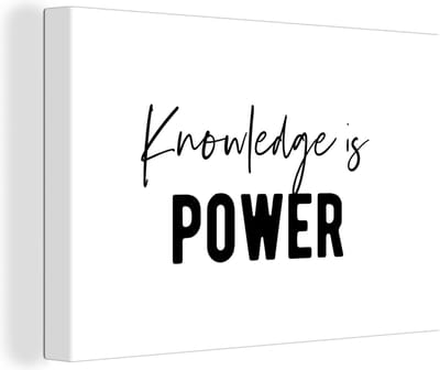 Canvas Schilderij Quotes - Kennis - Leren - Studenten - Studeren - 30x20 cm - Wanddecoratie