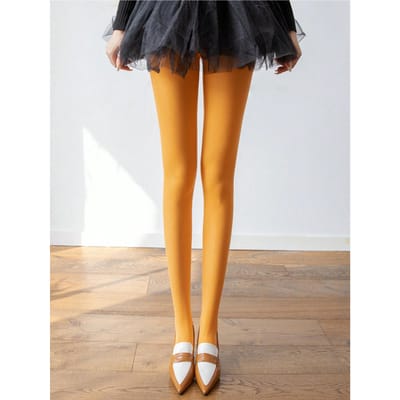 Bas Épais Velours Rétro Printemps et Automne pour Femmes Collants Mat Coupe Arbitraire Haute Élasticité S orange