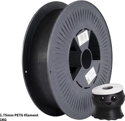 PETG Zwart 3D Printer Filament 1.75 mm - Hoge Kwaliteit en Duurzaam - Compatibel met Creality, Bambu Lab, Esun en Andere 3D Printers - Perfect voor 3D Printen van Prototypes, Modellen en Accessoires - voor Professioneel en Thuisgebruik