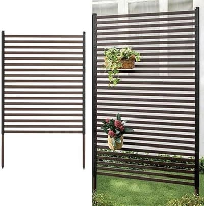 Zichtwerend scherm - Privacy paneel - Buitenruimte afscheiden - Roestbestendige staalconstructie - 123 x 180 cm - Bruin