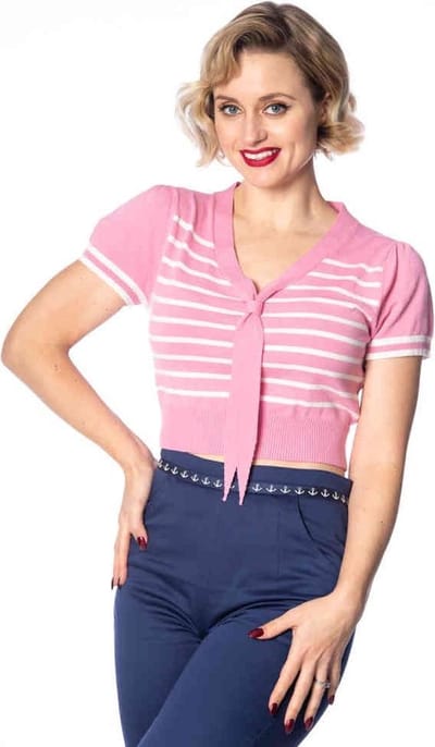 Dancing Days - SAILOR STRIPE Top - S - Roze