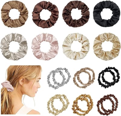 Set van 20 Satijnen Haar Scrunchies in Effen Kleuren, Zachte Elastische Haarbanden voor Ponytails en Haarstijlen, Ideaal voor Alle Haartypes en Gelegenheden