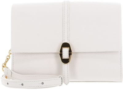 COCCINELLE Leren Schoudertas Dorian Mini Bag Grained Leather Blanco Crème