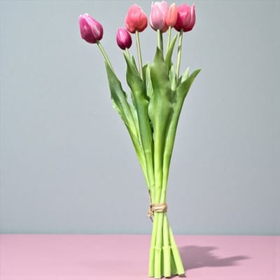 Seta Fiori - Bundel Tulpen 7 x - Cerise roze - Real Touch - 45cm - Mixen met verse bloemen boeket mogelijk -