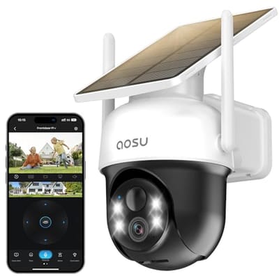 Beveiligingscamera Buiten - Solar Camera - Huisbewaking - 360 Graden Zicht - 2K Resolutie - Zwart Wit