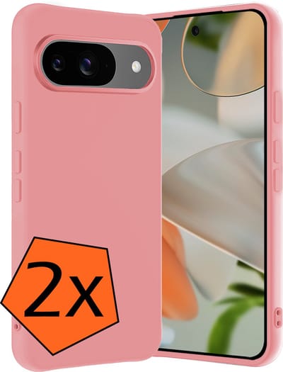Hoes - 2 Stuks - Geschikt voor Google Pixel 10 - Sterk & Shockproof - Case Siliconen - Back Cover - Telefoon Hoes - Lichtroze