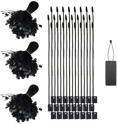 Allecto - Hangetiketten - 1000 Stuks - Duurzaam Nylon Koord - Zwart - Prijskaartjes - Voor Kleding en Accessoires - 18 cm Lengte