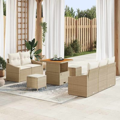 vidaXL - Tuinbank - Set - 8 - st - 7-Aantal - zitplaatsen - Beige - en - Crème