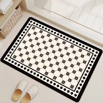 Britse Stijl Zwart-Wit Ruit Badkamer Antislip Mat Absorberend Sneldrogend Voetmat Toilet Vuil Goed Onderhoud van Diatomeeënaarde Mat 40 * 60cm