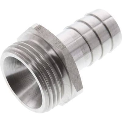 G 1'' Buitendraad x 19mm RVS Slangpilaar 40 Bar