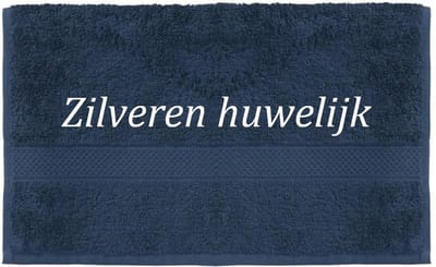 Handdoek - Zilveren huwelijk - 100x50cm - Donker blauw