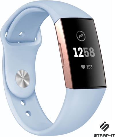 Strap-it Siliconen sport bandje - geschikt voor Fitbit Charge 3 / Fitbit Charge 4 - lichtblauw - Maat: Maat S