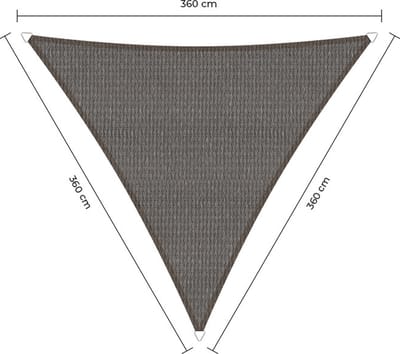 Sunfighters driehoek schaduwdoek - 3,6 x 3,6 x 3,6 m - Grijs - Waterdoorlatend