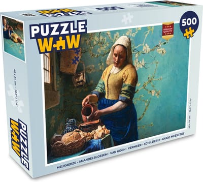 Puzzel Melkmeisje - Amandelbloesem - Van Gogh - Vermeer - Schilderij - Oude meesters - Legpuzzel - Puzzel 500 stukjes