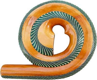 Didgeridoo - Reis Instrument - Muziek Maken - Handgeschilderd Mahonie - 36 cm - Groen