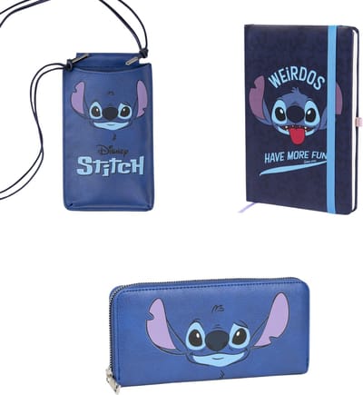 Disney Stitch Cadeauset 3 Delig – Stitch Portemonnee, Crossbody Telefoontasje en Notitieboek – Blauw – Officieel Gelicenseerd – Disney Cadeau Set voor Meisjes en Fans