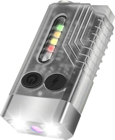 PolkaHome Led-zaklamp, zeer krachtig, oplaadbaar, 1000 lm, mini-zaklamp, sleutelhanger met magneet, 365 NM uv-zaklamp, 14 modi, IPX4, waterdicht, USB C, draagbaar, zaklamp