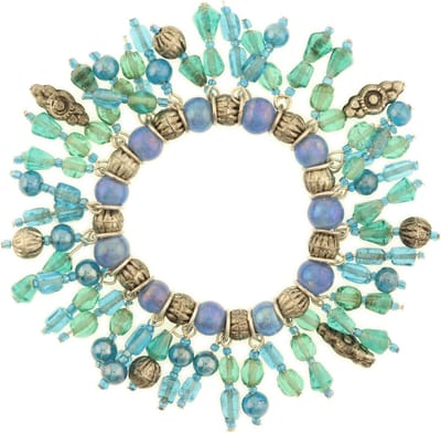 Behave - Bohemian armband blauwgroen kralenmix - Vintage stijl - Zomerlook