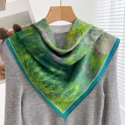 Sjaal vierkante sjaal van 70x70 cm voor dames - Landelijke stijl - Nekbeschermende sjaal - Dunne driehoekige hoofdsjaal/sjaal-Stijl 34