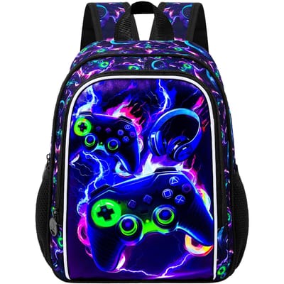 Rugzak voor Jongens, 13  Peuter Kleuterschool Kinderen Boekentas, Spelcomputer patroonontwerp Kleuterschool Schooltas blue