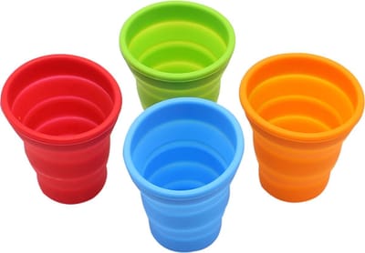 Finnacle - Beker Met Deksel - Opvouwbare - Siliconen - 110 Ml - Blauw