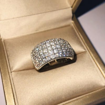 Gegalvaniseerde platina zirkonia ring met schitterende diamanten, een prachtige juwelenring voor dames. No. 10 brown
