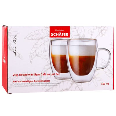 Mok dubbelwandig 350ml set van 2 met handgreep