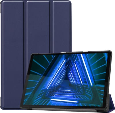 Hoesje Geschikt voor Lenovo Tab M10 FHD Plus (2e / 2nd Generatie) - Dun & Stevig - Trifold Bookcase - Hard Cover - Hardcover Book Case - Tablet Hoes - Donkerblauw