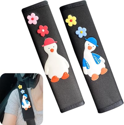 2 Stuks Schattige Eend Autogordelbeschermers, Zachte Autogordel Pads voor Kinderen met Nekbescherming en Comfortabele Kussenfunctie