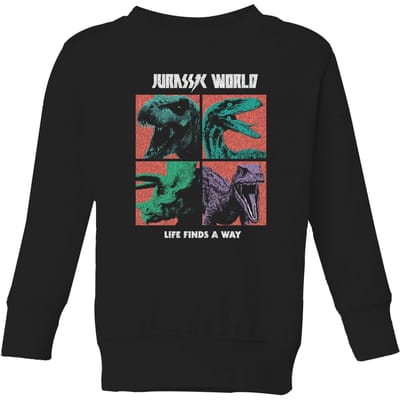 Jurassic Park World Four Colour Faces Kids' Sweatshirt - Black - 98/104 (3-4 jaar)