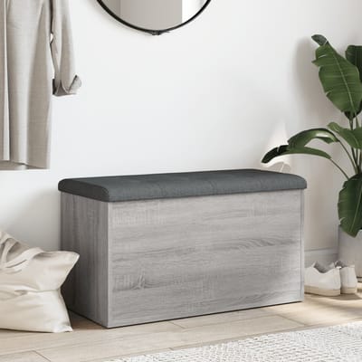 vidaXL - Opbergbankje - 82x42x45 - cm - bewerkt - hout - grijs - sonoma - eikenkleurig