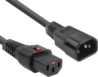ACT Netsnoer C13 IEC Lock - C14 zwart 0,5 m, PC1002 AK5190