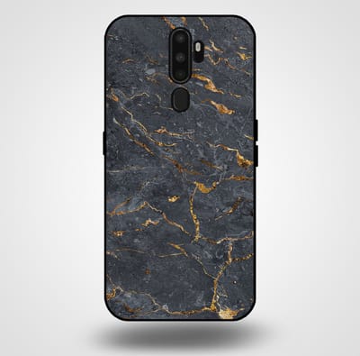 Smartphonica Telefoonhoesje voor OPPO A9 2020 met marmer opdruk - TPU backcover case marble design - Goud Grijs geschikt voor OPPO A9 (2020)