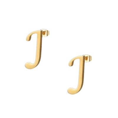 Aramat Jewels | Oorbellen | RVS letter J oorstekers goudkleurig | | | |4mm | Staal | Kinderen, Volwassenen | Verkleurd niet