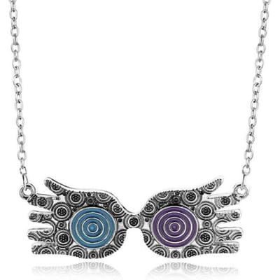 Collier Pendentifs Lunettes Colorées Hibou Alliage Chaîne Longue Chaîne Pull Pour Femmes Fille Cadeau Pendentif Voiture gray
